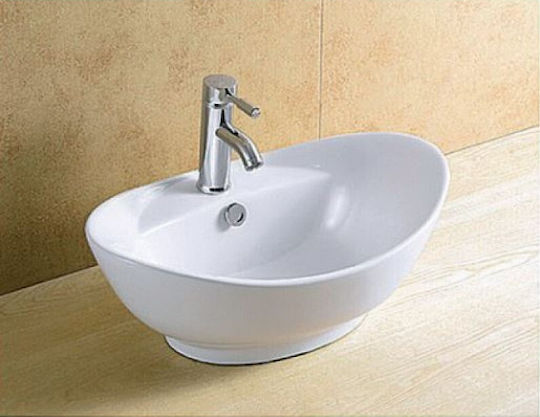 KLP Royal Aufgesetztes Waschbecken Porzellan 59x40x22cm Weiß KLP Royal Aufgesetztes Waschbecken Porzellan 59x40x22cm Weiß