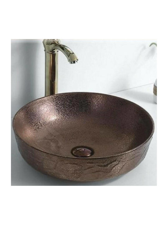 Gloria Solante-6 Vessel Sink Porcelain 42x42x14cm Dark Copper