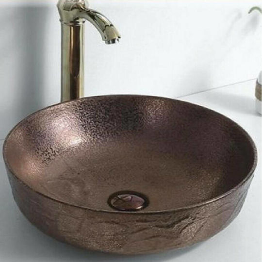 Gloria Solante-6 Countertop Sink Porcelain 42x42x14cm Dark Copper