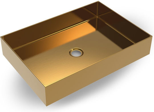 Voss Aldo PVD Επικαθήμενος Νιπτήρας Inox 55x38x10cm Gold Brushed