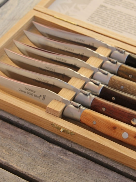 Claude Dozorme Laguiole De Table Mixed Exotic Wood Σετ Μαχαίρια από Ανοξείδωτο Ατσάλι 6τμχ