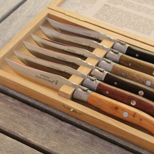 Claude Dozorme Laguiole De Table Mixed Exotic Wood Set Cuțite din Oțel Inoxidabil 6buc