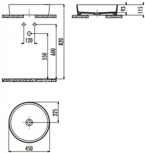 Creavit Loop Aufgesetztes Waschbecken Porzellan 45x45x11.5cm White