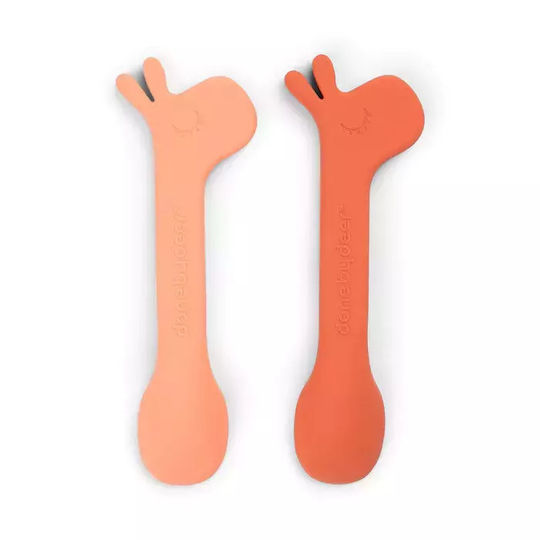 Done by Deer Baby Set with Spoons made of Silicone Pink 2pcs