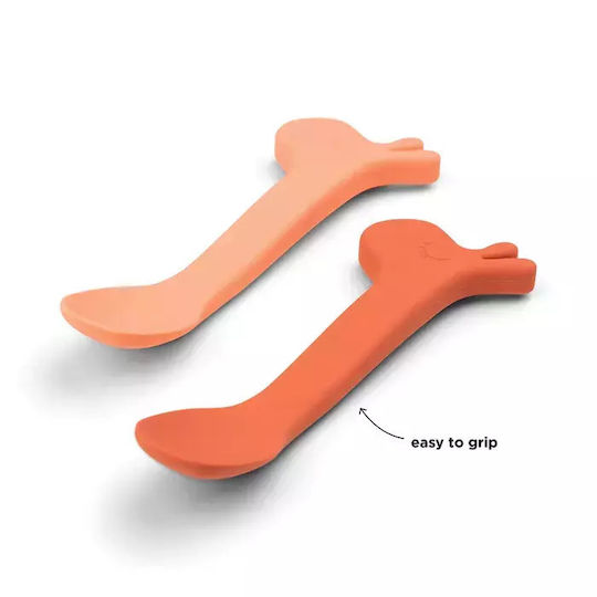 Done by Deer Baby Set with Spoons made of Silicone Pink 2pcs