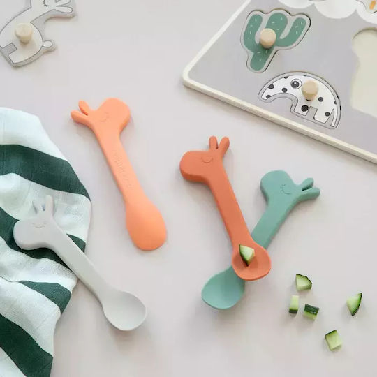 Done by Deer Baby Set with Spoons made of Silicone Blue 2pcs