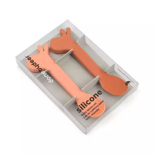 Done by Deer Baby Set with Spoons made of Silicone Pink 2pcs