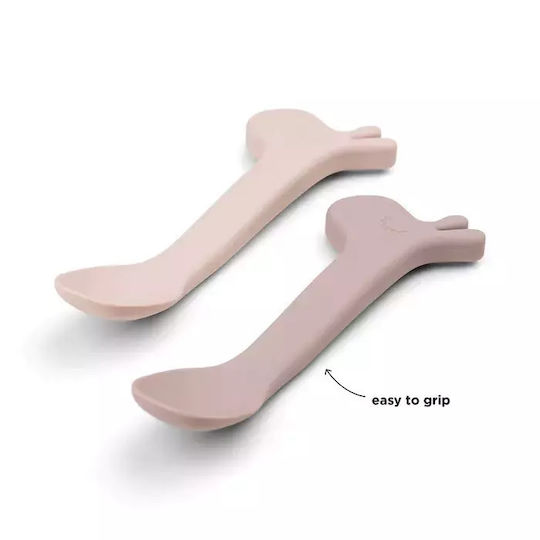 Done by Deer Baby Set with Spoons made of Silicone Pink 2pcs