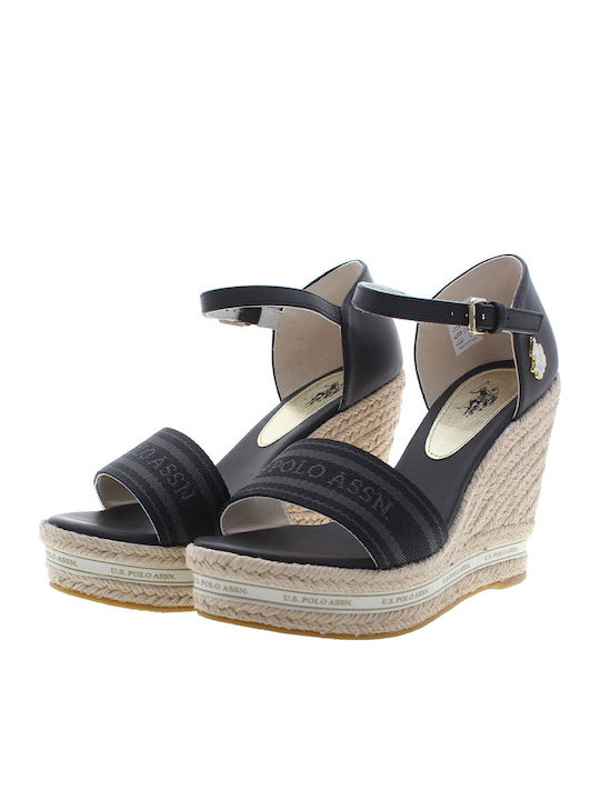 Women's Synthetic Leather Ankle Strap Platforms Black