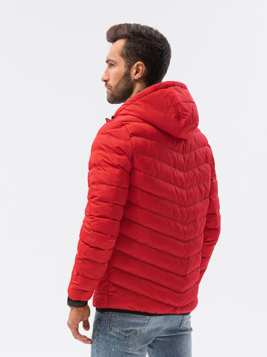 Ombre Men's Winter Puffer Jacket Red