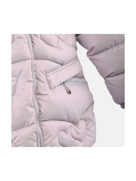 Joyce Girls Quilted Coat Pink with Ηood