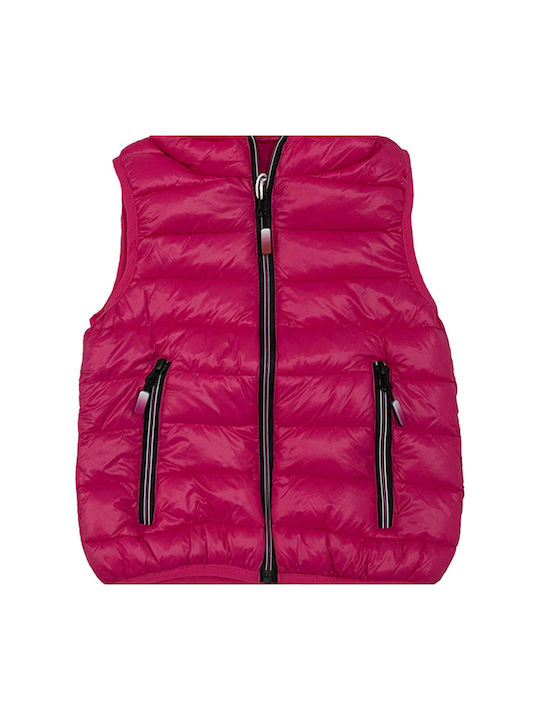 Ustyle Girls Quilted Coat Fuchsia Sleeveless with Ηood