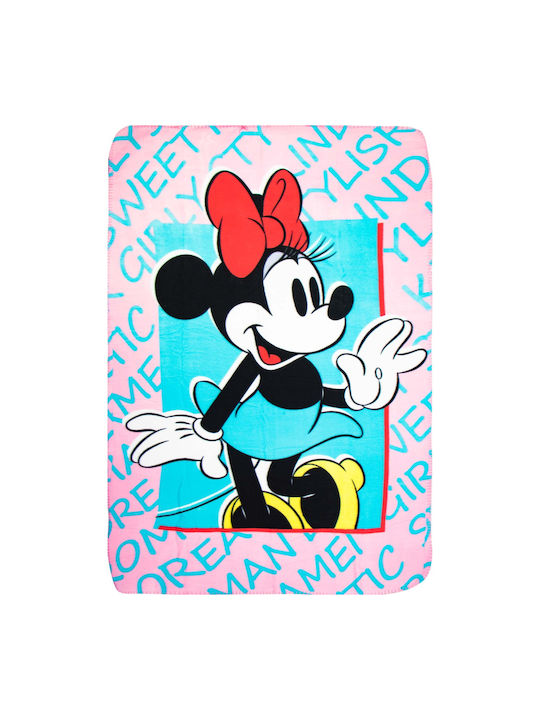 Sun City Κουβέρτα Κούνιας Minne Mouse Fleece Ροζ 100x150cm