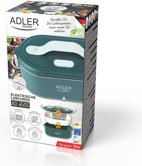 Adler Cutie de Prânz Electrică din Inox Verde cu Compartimente 800ml