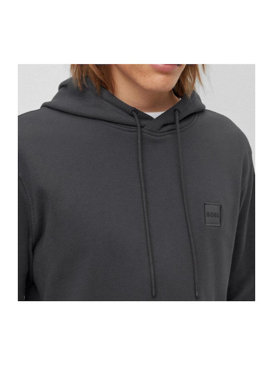 Hugo Boss Men's Sweatshirt with Hood & Pockets Gray