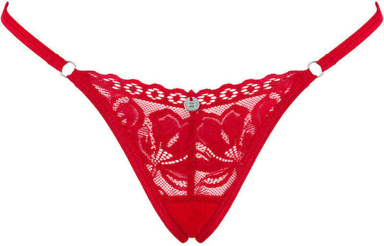 Obsessive Lacelove Γυναικείο Sexy Slip Κόκκινο