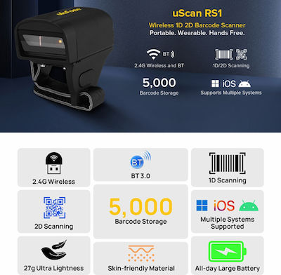 Ulefone Fixed Scanner Ασύρματο με Δυνατότητα Ανάγνωσης 2D και QR Barcodes