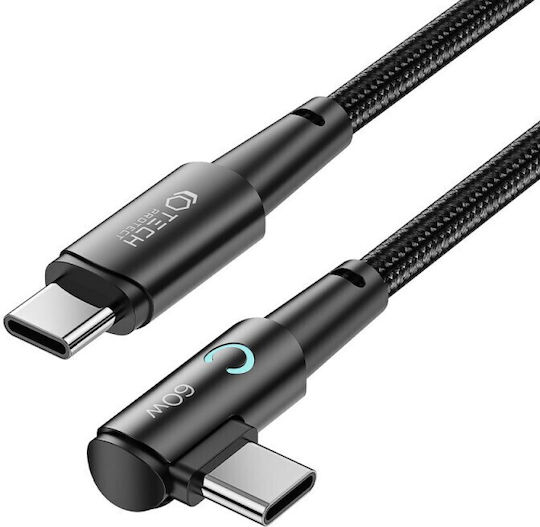 Tech-Protect Ultraboost ”L” Angle (90°) / Braided USB 2.0 Cable USB-C male - USB-C 60W PD Γκρι 1m