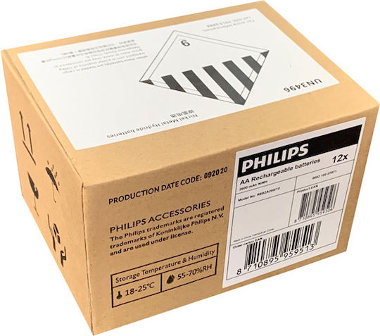 Philips Wiederaufladbare Batterien AA Ni-MH 2600mAh 1.2V 2Stück