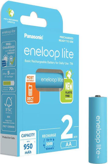 Panasonic Eneloop Lite Wiederaufladbare Batterien AA Ni-MH 950mAh 1.2V 2Stück