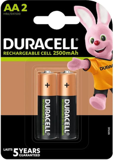 Duracell Wiederaufladbare Batterien AA Ni-MH 2500mAh 1.2V 2Stück