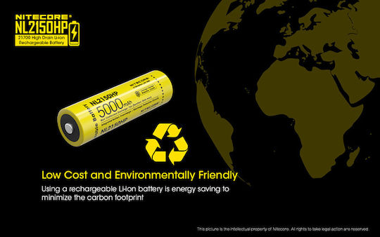 NiteCore NL2150HP Επαναφορτιζόμενη Μπαταρία 21700 Li-ion 5000mAh 3.6V 1τμχ