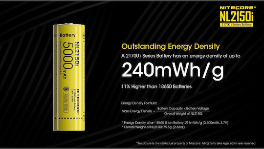 NiteCore NL2150i Baterie Reîncărcabilă 21700 Li-ion 5000mAh 3.6V 1buc