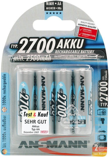 Ansmann Rechargeable Battery AA Ni-MH 2700mAh 1.2V 4pcs
