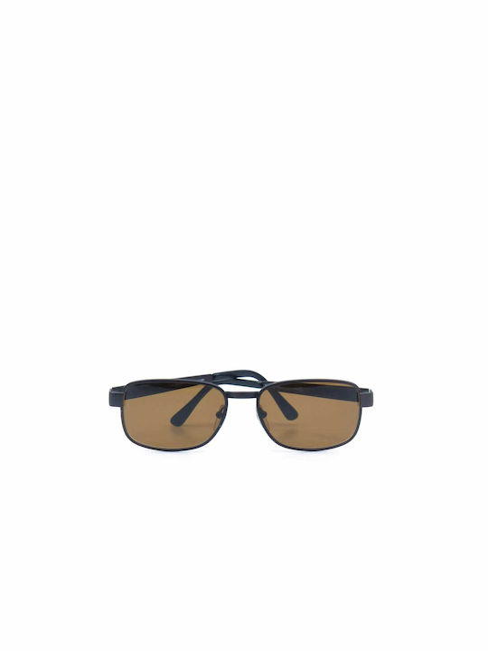 Sisley Men's Sunglasses with Brown Metal Frame and Brown Lens