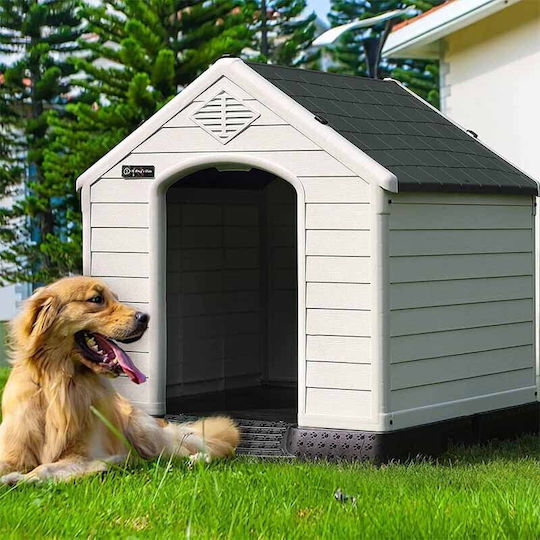 Vesta Hundehütte Hundehaus Groß Kunststoff Außenbereich Gray 97x101x99cm