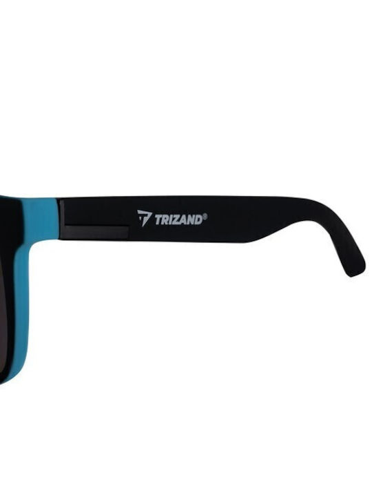 Trizand Herren Sonnenbrille mit Schwarz Kunststoff Gestell und Blau Polarisiert Spiegel Linse 00021149