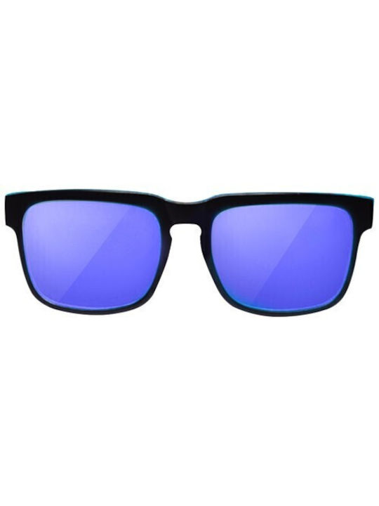 Trizand Herren Sonnenbrille mit Schwarz Kunststoff Gestell und Blau Polarisiert Spiegel Linse 00021149