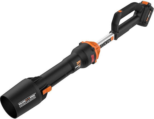 Worx WG 543E.9 Blower Handheld Battery 20V Solo with Volume Control & Maximum Air Speed 209km/h