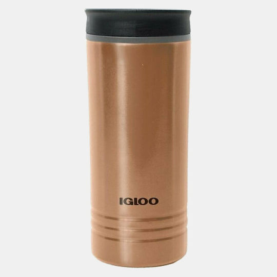 Igloo Isabel Natural Glass Thermos Stainless Steel BPA Free 470ml Copper with Mouthpiece