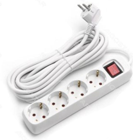 Aigostar Power Strip 4 Positions with Switch and Cable 5m