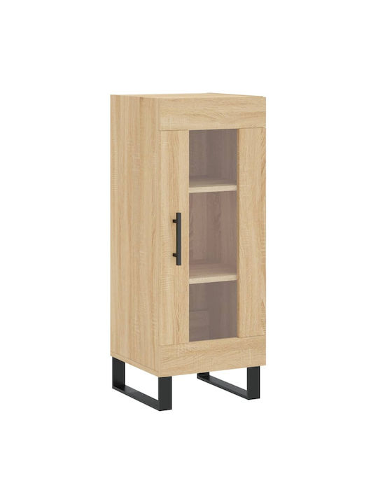 Floor-standing Living Room Display Cabinet made of Particleboard with Glass Brown 34.5x34x90cm