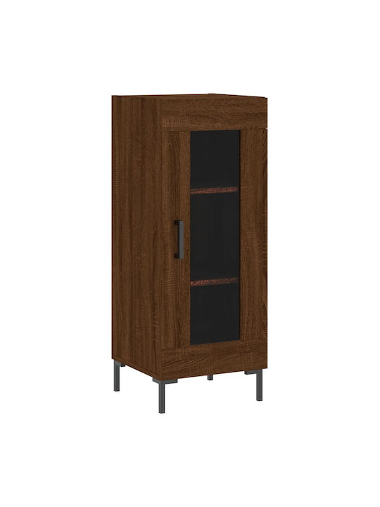 Floor-standing Living Room Display Cabinet made of Particleboard with Glass Brown 34.5x34x90cm