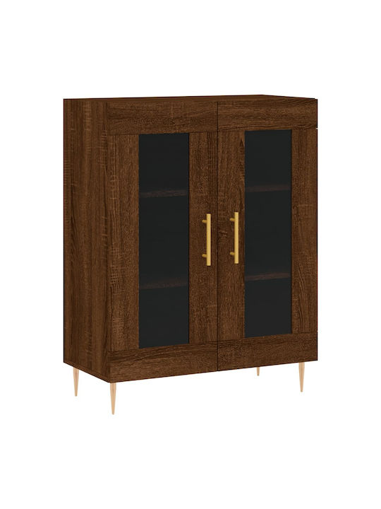 Floor-standing Living Room Display Cabinet made of Particleboard with Glass Brown 69.5x34x90cm