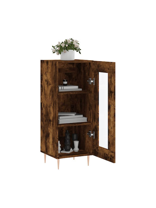 Living Room Display Cabinet from Particle Board with Windowed Brown 34.5x34x90cm