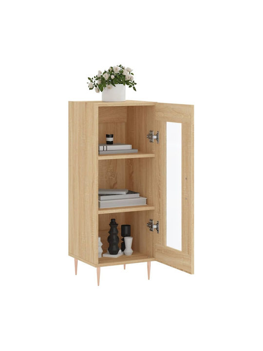 Living Room Display Cabinet Made of Particle Board Windowed Brown 34.5x34x90cm