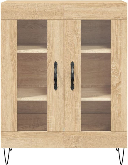 Living Room Display Cabinet from Particle Board with Brown Glass 69.5x34x90cm
