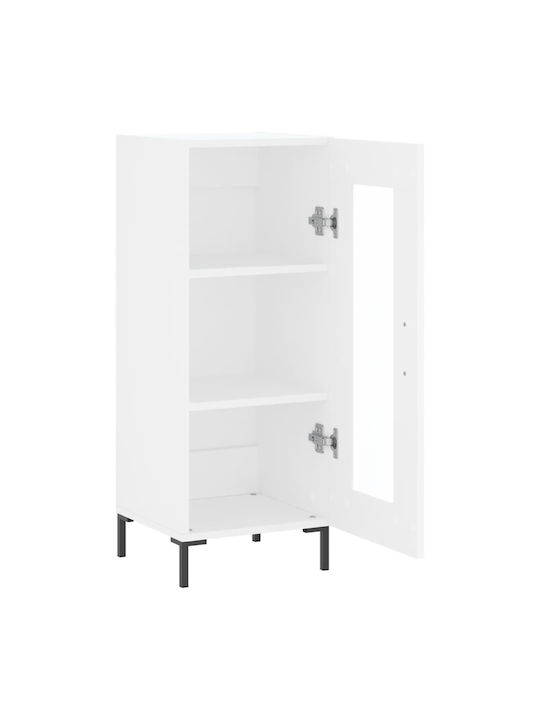 Floor-standing Living Room Display Cabinet made of Particleboard with Glass White 34.5x34x90cm