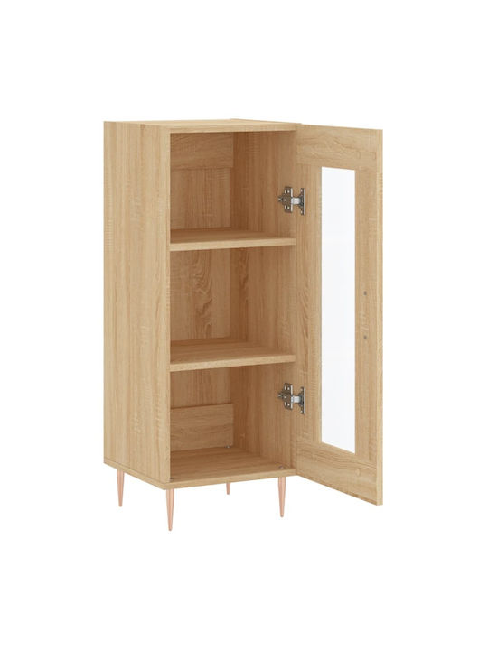 Living Room Display Cabinet Made of Particle Board Windowed Brown 34.5x34x90cm