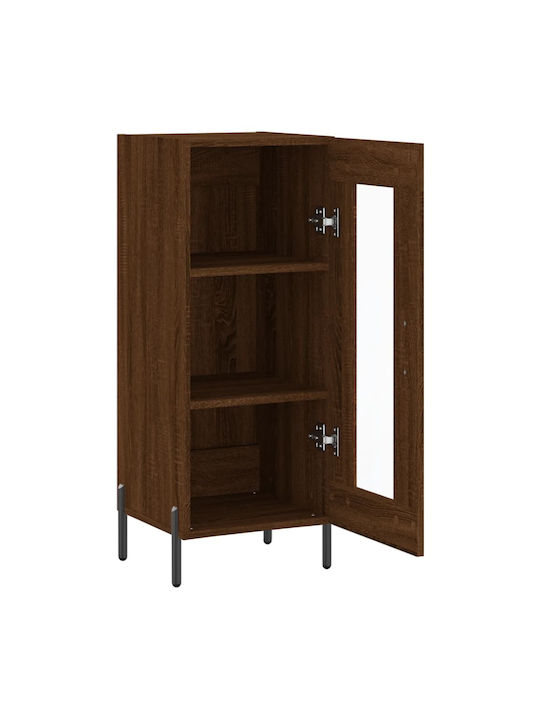 Floor-standing Living Room Display Cabinet made of Particleboard with Glass Brown 34.5x34x90cm