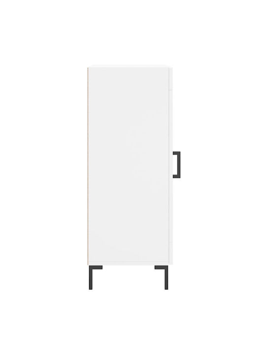 Floor-standing Living Room Display Cabinet made of Particleboard with Glass White 34.5x34x90cm