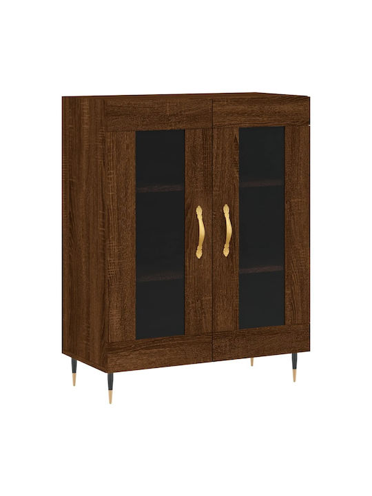 Floor-standing Living Room Display Cabinet made of Particleboard with Glass Brown 69.5x34x90cm