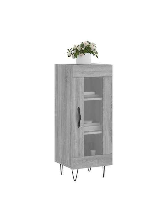 Wohnzimmer Vitrine aus Spanplatte mit Verglasung Grau 34.5x34x90cm