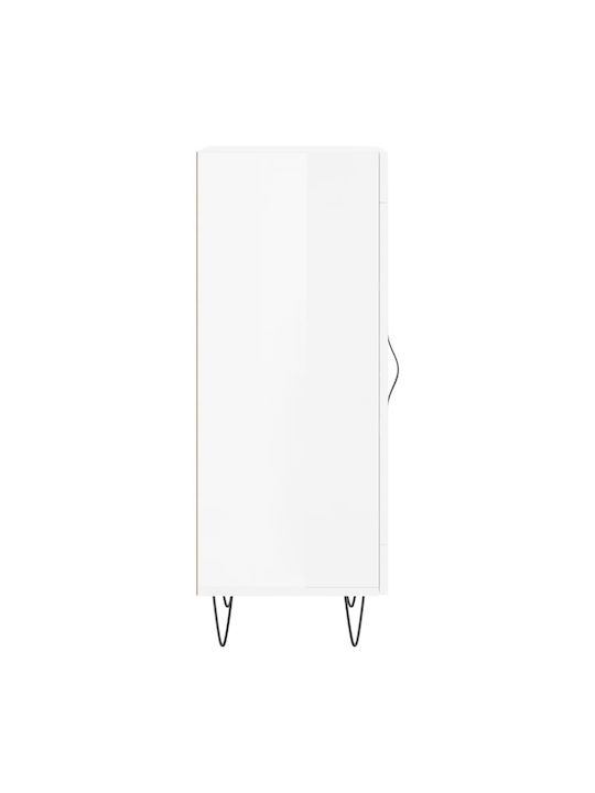 Living Room Display Cabinet from Particle Board with Windowed White 34.5x34x90cm