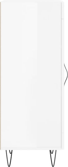 Living Room Display Cabinet from Particle Board with Windowed White 34.5x34x90cm