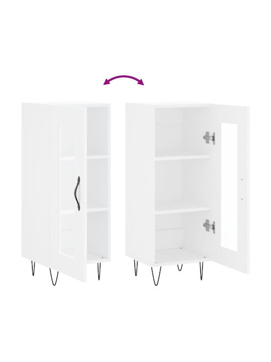 Living Room Display Cabinet made of Particle Board with Windowed White 34.5x34x90cm